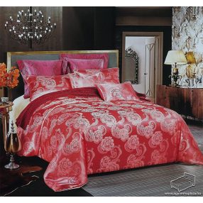   Selyem ágyneműhuzat garnitúra, 7 részes pamutszatén ágynemű, Barack és krém