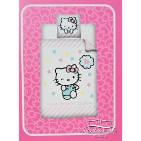   Hello Kitty mintázatú ágyneműhuzat garnitúra 2 részes 140x200 cm, 65x65 cm ágynemű garnitúra