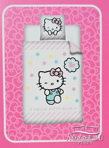 Hello Kitty mintázatú ágyneműhuzat garnitúra 2 részes 140x200 cm, 65x65 cm ágynemű garnitúra