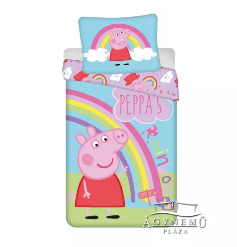 Peppa Malac mintázatú ágyneműhuzat garnitúra 2 részes 140x200 cm ágynemű garnitúra