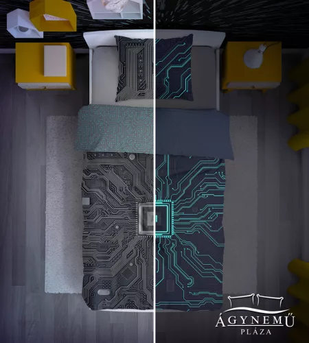 Világító Gamer AI Ágyneműhuzat garnitúra, 140x200 cm, 70x90 cm