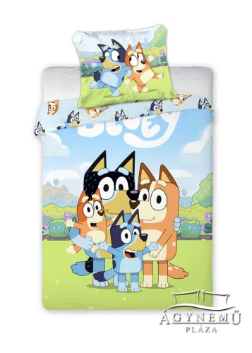 Bluey és családja pamut gyerek ágyneműhuzat garnitúra – 100x135 cm
