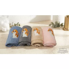   4 részes Mikrofiber törölköző, 70x140 cm törölköző, színes mikroszálas Kutyusos törölköző