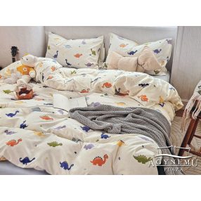   Gyerek ágynemű, ovis ágynemű garnitúra, 100x140 cm ovis ágyneműhuzat, krém Dínós