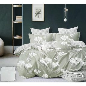   3 részes ágyneműhuzat garnitúra, ágyneműhuzat szett, pamut ágynemű, zöld Virágos ágynemű