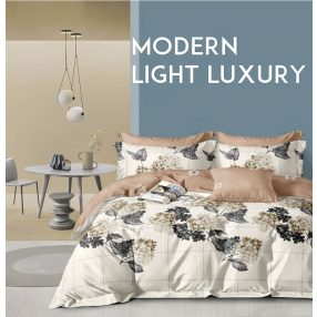   3 részes ágyneműhuzat garnitúra, ágyneműhuzat szett, krém Virágos ágynemű