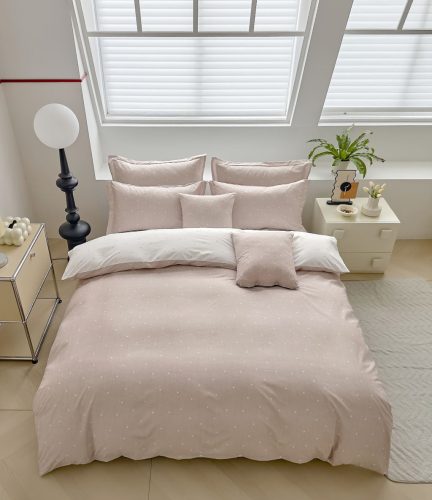 3 részes ágyneműhuzat garnitúra, ágyneműhuzat szett, világosbarna kis Pöttyös ágynemű