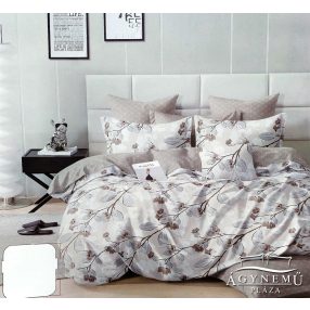   3 részes ágyneműhuzat garnitúra, ágyneműhuzat szett, pamut ágynemű, Világosbarna virágos ágynemű