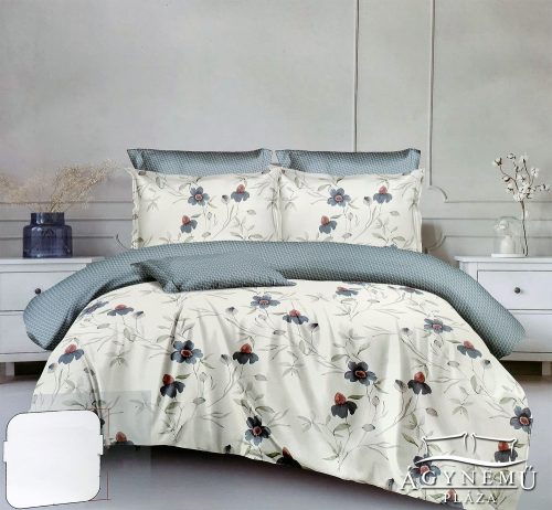 3 részes ágyneműhuzat garnitúra, ágyneműhuzat szett, pamut ágynemű, Krém virágos ágynemű