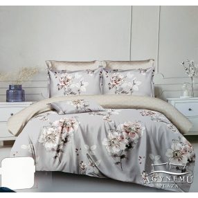  3 részes ágyneműhuzat garnitúra, ágyneműhuzat szett, pamut ágynemű, Szürke virágos ágynemű