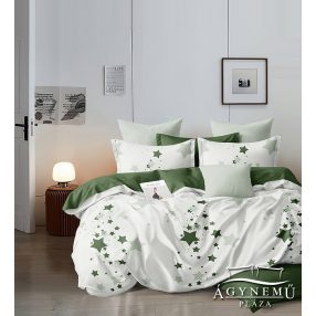   3 részes ágyneműhuzat garnitúra, ágyneműhuzat szett, zöld Csillagos ágynemű