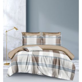   3 részes ágyneműhuzat garnitúra, ágyneműhuzat szett, Barna csíkos ágynemű