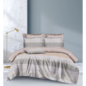   3 részes ágyneműhuzat garnitúra, ágyneműhuzat szett, Barna csíkos ágynemű