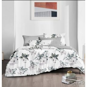   3 részes ágyneműhuzat garnitúra, ágyneműhuzat szett, szürke Virágos ágynemű