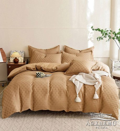 Nyomott mintás 3 részes ágyneműhuzat garnitúra, egyszínű Barna ágynemű