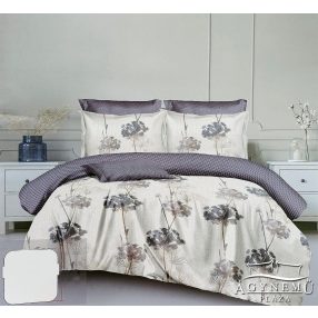   3 részes ágyneműhuzat garnitúra, ágyneműhuzat szett, pamut ágynemű, szürke Virágos ágynemű