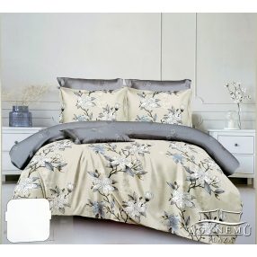   3 részes ágyneműhuzat garnitúra, ágyneműhuzat szett, pamut ágynemű, barna Virágos ágynemű