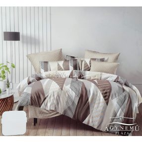   3 részes ágyneműhuzat garnitúra, ágyneműhuzat szett, pamut ágynemű, barna Absztrakt csíkos ágynemű