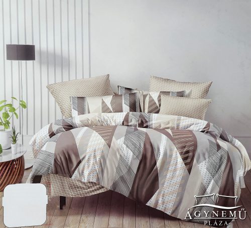 3 részes ágyneműhuzat garnitúra, ágyneműhuzat szett, pamut ágynemű, barna Absztrakt csíkos ágynemű