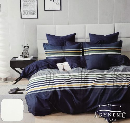 3 részes ágyneműhuzat garnitúra, ágyneműhuzat szett, pamut ágynemű, kék csíkos ágynemű