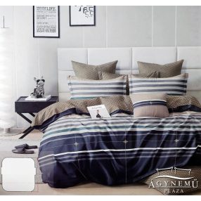   3 részes ágyneműhuzat garnitúra, ágyneműhuzat szett, pamut ágynemű, kék csíkos ágynemű