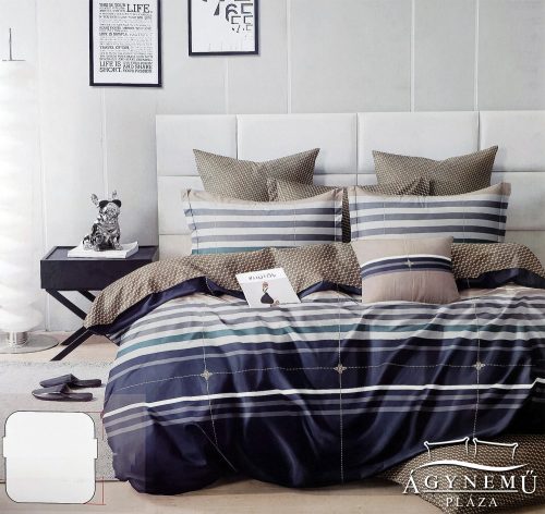 3 részes ágyneműhuzat garnitúra, ágyneműhuzat szett, pamut ágynemű, kék csíkos ágynemű