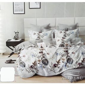   3 részes ágyneműhuzat garnitúra, ágyneműhuzat szett, pamut ágynemű, fehér Virágos ágynemű