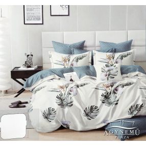   3 részes ágyneműhuzat garnitúra, ágyneműhuzat szett, pamut ágynemű, krém Virágos ágynemű