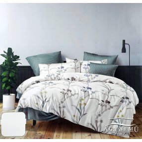   3 részes ágyneműhuzat garnitúra, ágyneműhuzat szett, pamut ágynemű, krém Virágos ágynemű