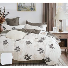   3 részes ágyneműhuzat garnitúra, ágyneműhuzat szett, krém Virágos ágynemű