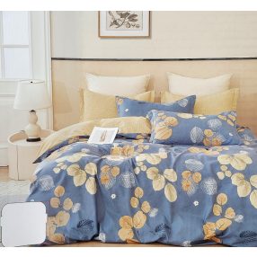   3 részes ágyneműhuzat garnitúra, ágyneműhuzat szett, kék Virágos ágynemű