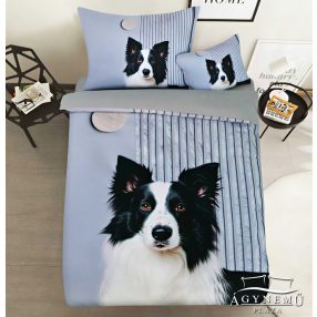   3 részes kutyás ágyneműhuzat garnitúra, szürke Border Collie ágynemű