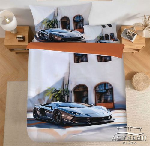 Autós ágyneműhuzat garnitúra, 3 részes ágynemű garnitúra, Fekete sportautó