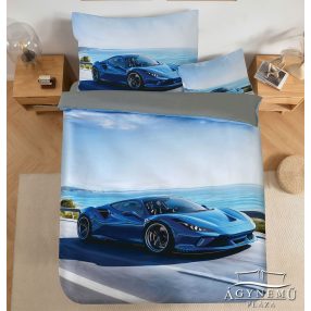   Autós ágyneműhuzat garnitúra, 3 részes ágynemű garnitúra, Kék sportautó