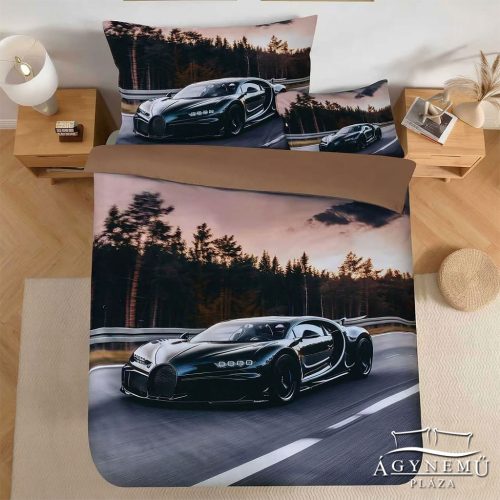 Autós ágyneműhuzat garnitúra, 3 részes ágynemű garnitúra, Fekete sportautó