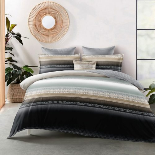 3 részes Flanel ágynemű garnitúra, vastag flanel ágyneműhuzat szett, Szürke csíkos