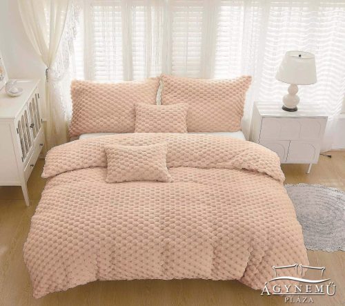 3 részes mikroplüss ágyneműhuzat garnitúra, Plüss ágynemű garnitúra szett, világosbarna