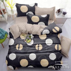   3 részes ágyneműhuzat garnitúra, ágyneműhuzat szett, pamut ágynemű, Sötétszürke karikás ágynemű