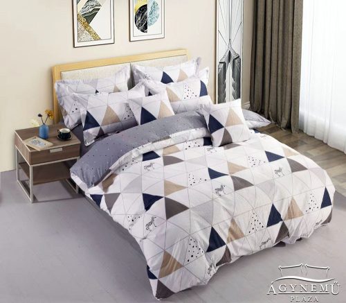 Krepp ágynemű garnitúra, 3 részes krepp ágyneműhuzat szett, fehér absztrakt