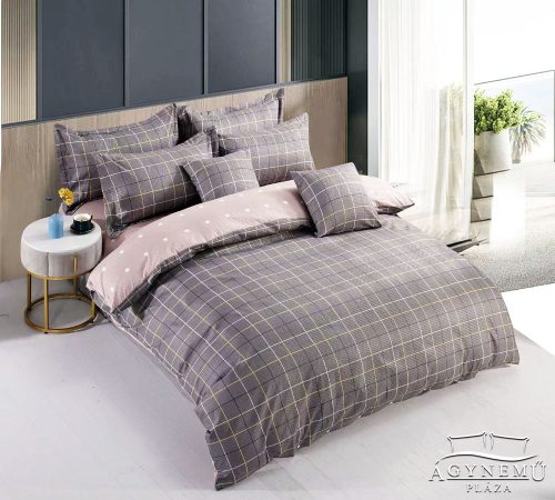 Krepp ágynemű garnitúra, 3 részes krepp ágyneműhuzat szett, barna csíkos