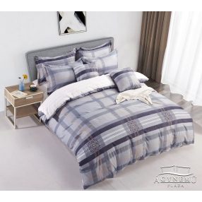   Krepp ágynemű garnitúra, 3 részes krepp ágyneműhuzat szett, szürke csíkos