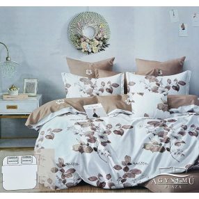   3 részes ágyneműhuzat garnitúra, ágyneműhuzat szett, pamut ágynemű, Barna virágos ágynemű