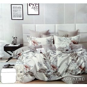   3 részes ágyneműhuzat garnitúra, ágyneműhuzat szett, pamut ágynemű, törtfehér Virágos ágynemű