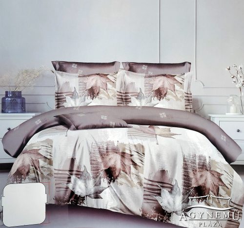 3 részes ágyneműhuzat garnitúra, ágyneműhuzat szett, pamut ágynemű, Világosbarna virágos ágynemű