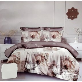  3 részes mikroplüss ágyneműhuzat garnitúra, Plüss ágynemű garnitúra szett, barna Virágos