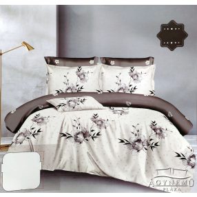   3 részes mikroplüss ágyneműhuzat garnitúra, Plüss ágynemű garnitúra szett, krém Virágos