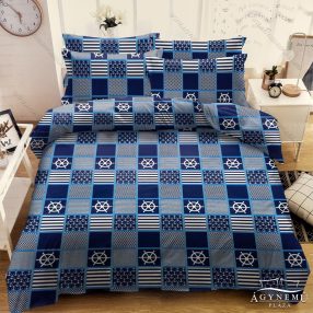   3 részes horgony ágynemű garnitúra, Anchor ágyneműhuzat garnitúra, kék és fehér Horgony