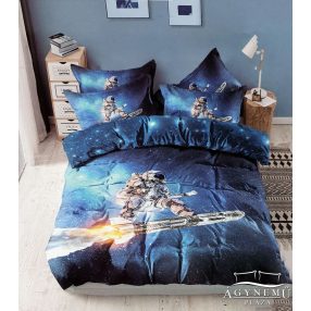   3 részes ágyneműhuzat garnitúra, 3D ágyneműhuzat szett, kék Űrhajós