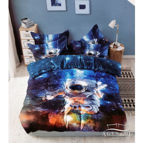   3 részes ágyneműhuzat garnitúra, 3D ágyneműhuzat szett, kék Űrhajós