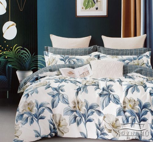 3 részes ágyneműhuzat garnitúra, ágyneműhuzat szett, pamut ágynemű, Fehér virágos ágynemű